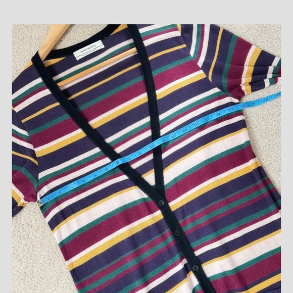 Aldo Martins Striped Cardigan Button Front VNeck Multi Color Sweater Lightweight - Picture 12 of 15